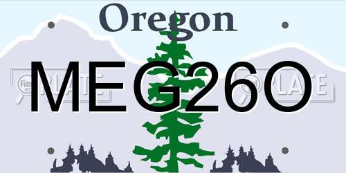 MEG26O Oregon License Plate