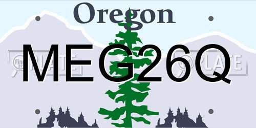 MEG26Q Oregon License Plate