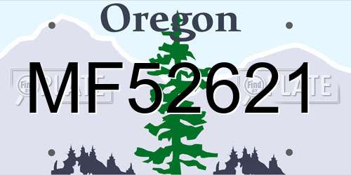MF52621 Oregon License Plate