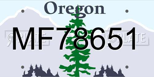MF78651 Oregon License Plate