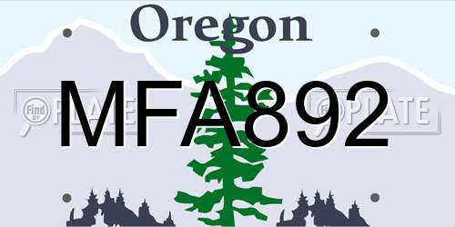 MFA892 Oregon License Plate