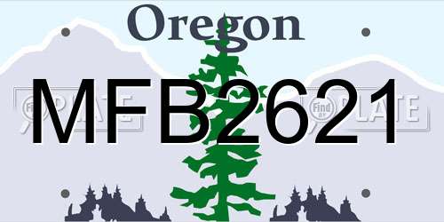 MFB2621 Oregon License Plate