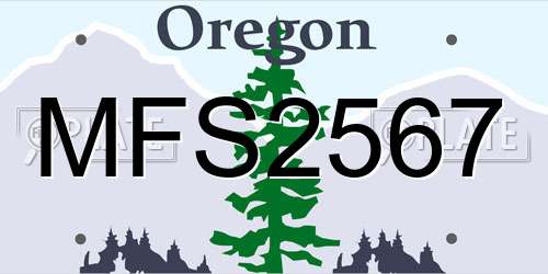 MFS2567 Oregon License Plate