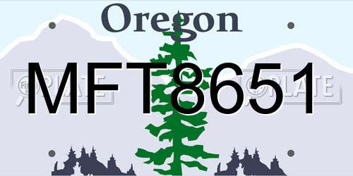 MFT8651 Oregon License Plate