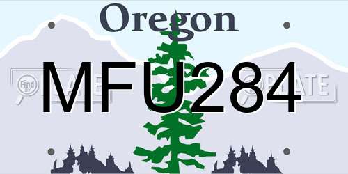MFU284 Oregon License Plate