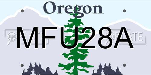 MFU28A Oregon License Plate
