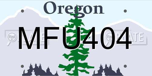 MFU404 Oregon License Plate