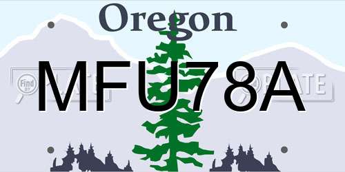 MFU78A Oregon License Plate