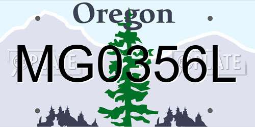 MG0356L Oregon License Plate