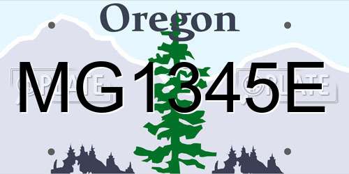 MG1345E Oregon License Plate