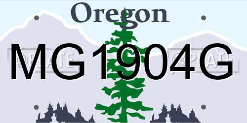 MG1904G Oregon License Plate