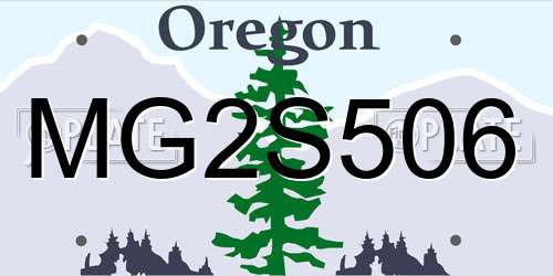 MG2S506 Oregon License Plate