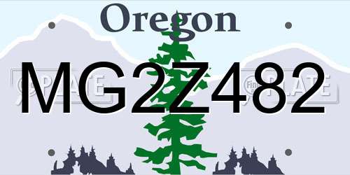 MG2Z482 Oregon License Plate