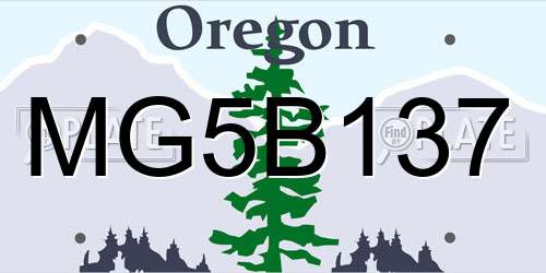 MG5B137 Oregon License Plate