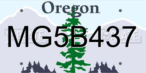 MG5B437 Oregon License Plate