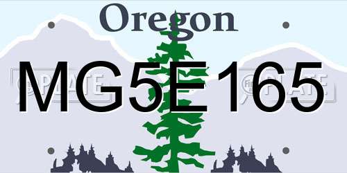 MG5E165 Oregon License Plate
