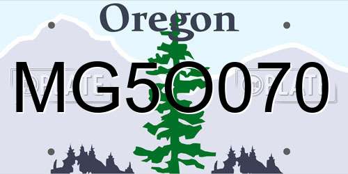 MG5O070 Oregon License Plate