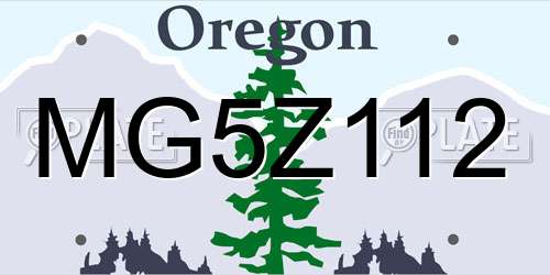 MG5Z112 Oregon License Plate