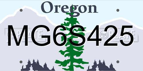 MG6S425 Oregon License Plate