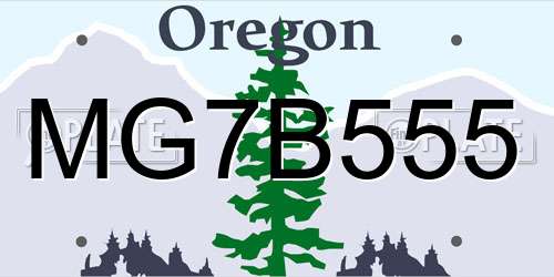 MG7B555 Oregon License Plate