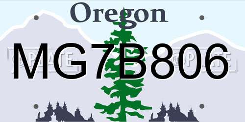 MG7B806 Oregon License Plate