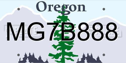 MG7B888 Oregon License Plate