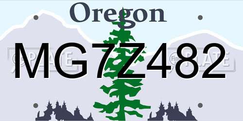 MG7Z482 Oregon License Plate