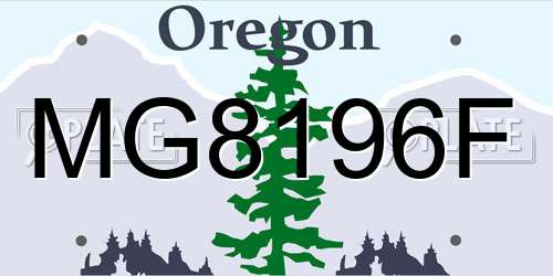 MG8196F Oregon License Plate