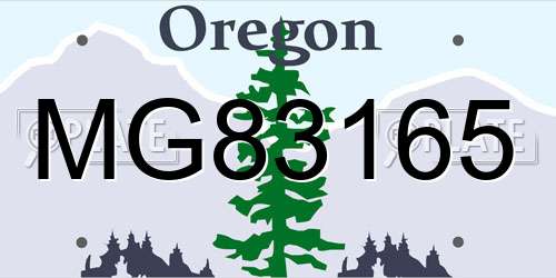 MG83165 Oregon License Plate