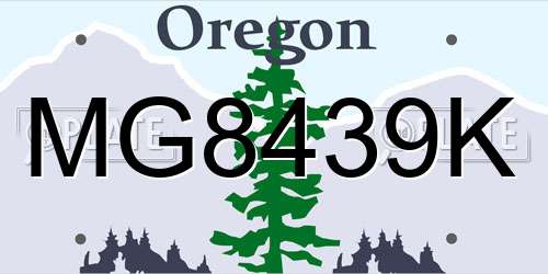 MG8439K Oregon License Plate