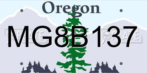 MG8B137 Oregon License Plate