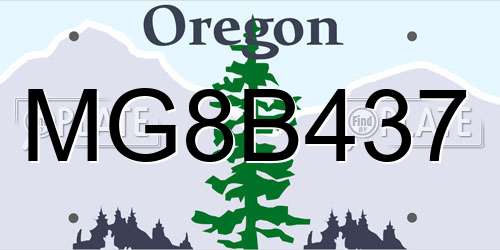 MG8B437 Oregon License Plate