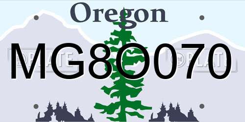 MG8O070 Oregon License Plate