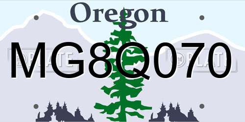 MG8Q070 Oregon License Plate