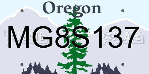 MG8S137 Oregon License Plate