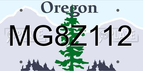MG8Z112 Oregon License Plate