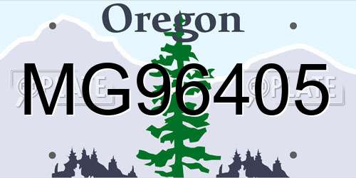 MG96405 Oregon License Plate