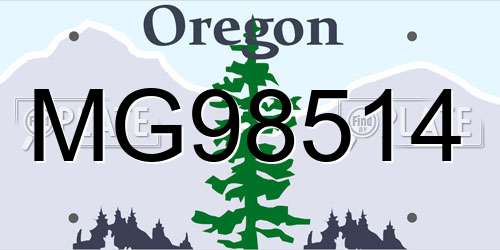 MG98514 Oregon License Plate