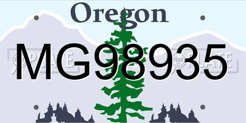 MG98935 Oregon License Plate
