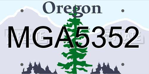 MGA5352 Oregon License Plate