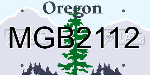 MGB2112 Oregon License Plate