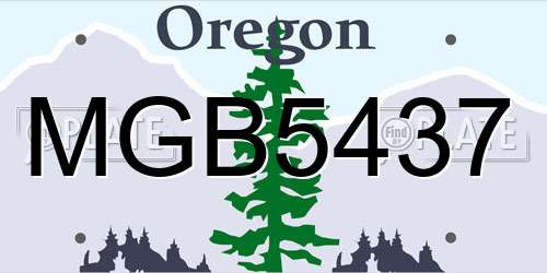 MGB5437 Oregon License Plate