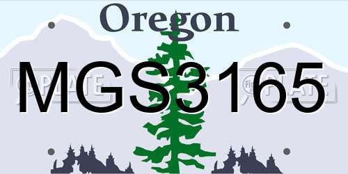 MGS3165 Oregon License Plate