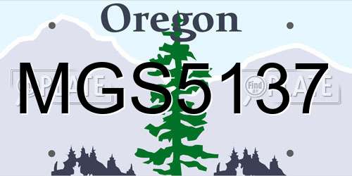 MGS5137 Oregon License Plate