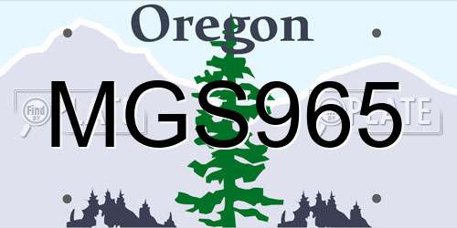 MGS965 Oregon License Plate
