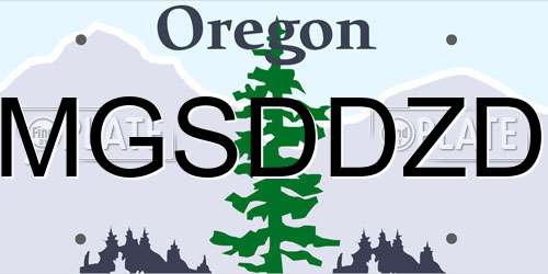 MGSDDZD Oregon License Plate
