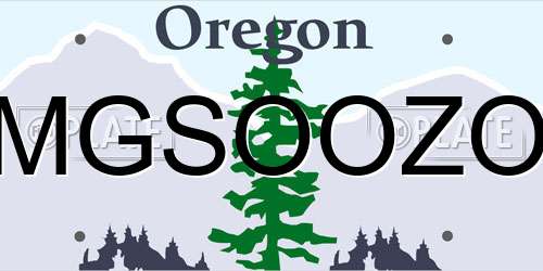 MGSOOZO Oregon License Plate