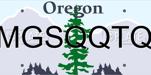 MGSQQTQ Oregon License Plate