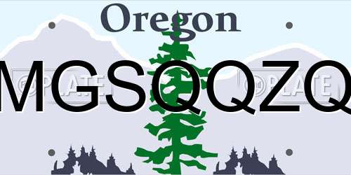 MGSQQZQ Oregon License Plate