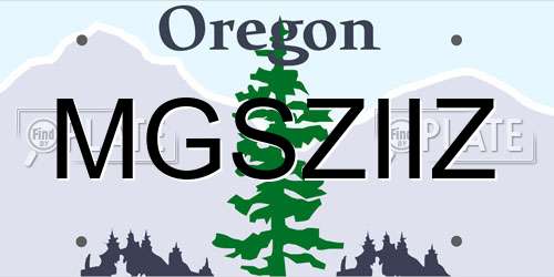 MGSZIIZ Oregon License Plate